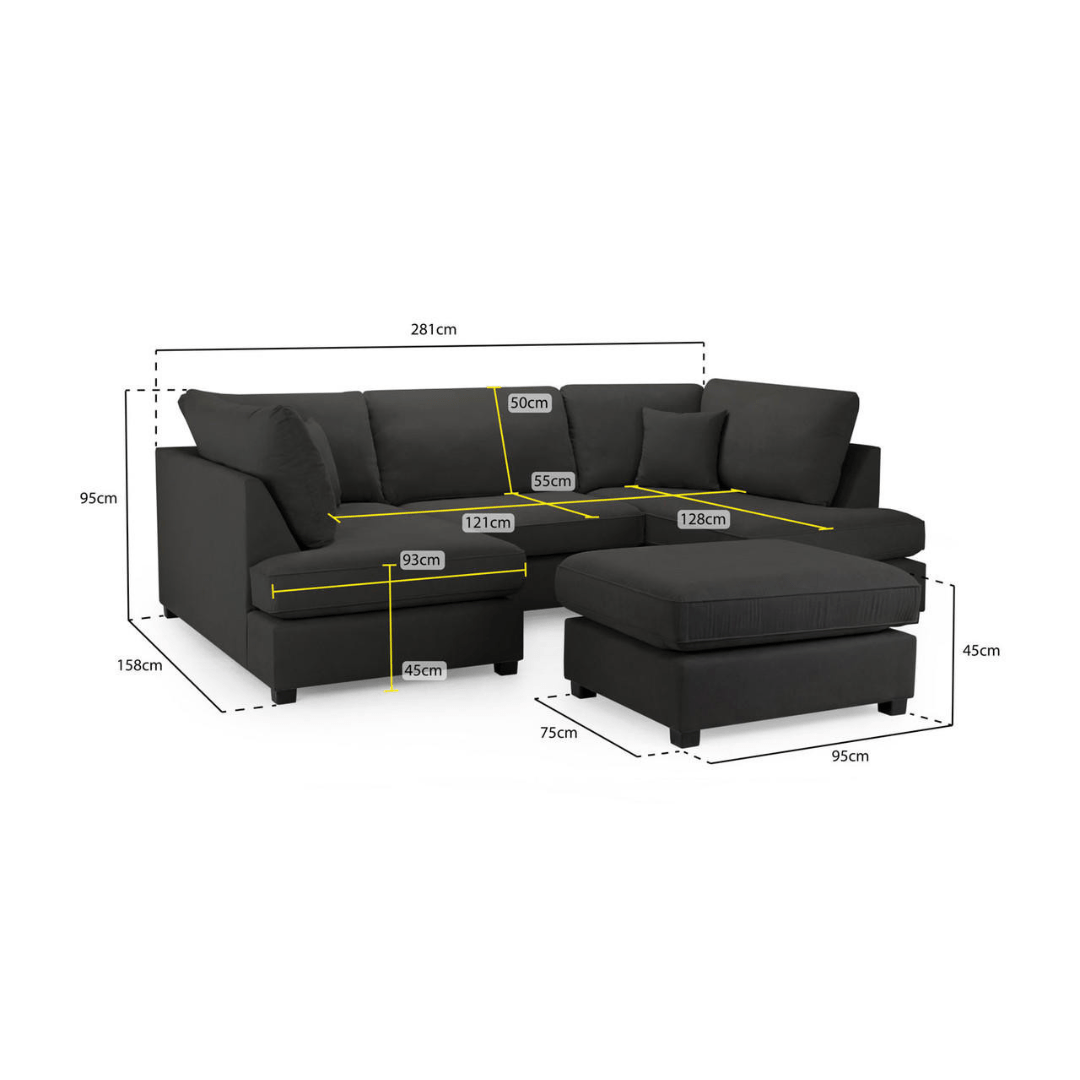 Marino Fabric U Shape Corner Sofa - Furniturezone