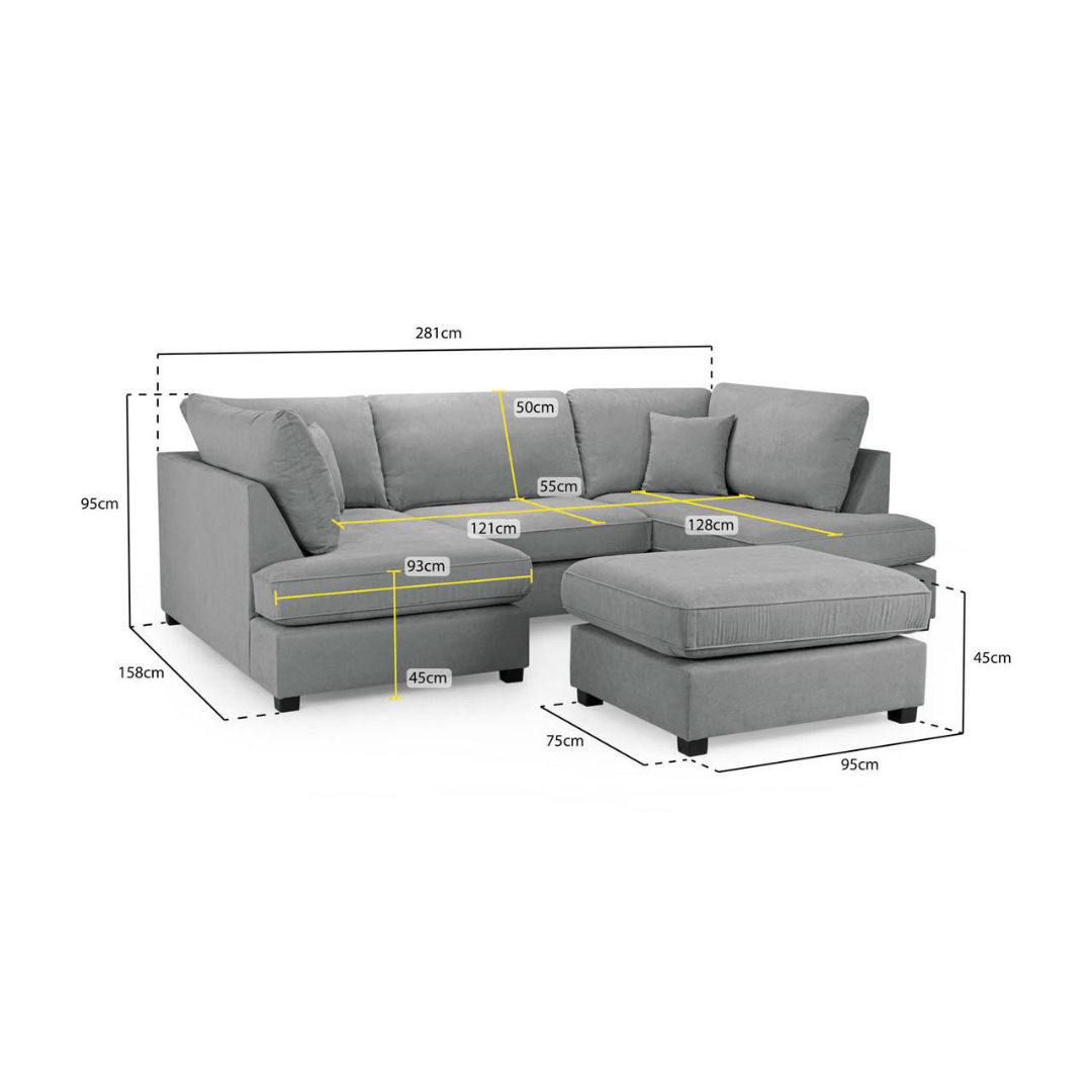 Marino Fabric U Shape Corner Sofa - Furniturezone