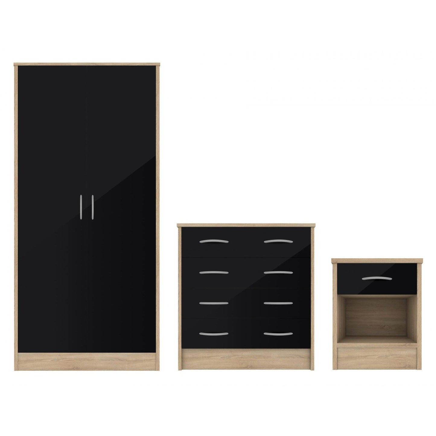 Marla Black High Gloss Bedroom Set - Furniturezone