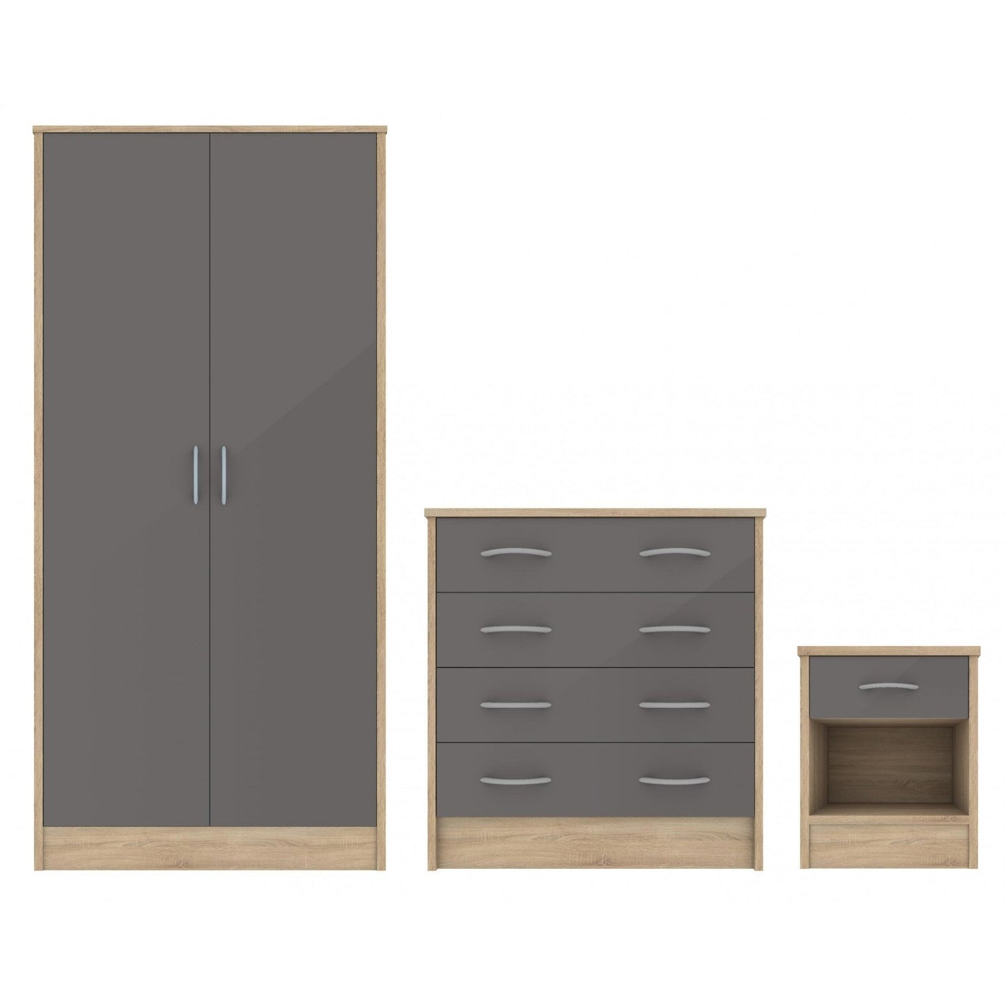 Marla Grey High Gloss Bedroom Set - Furniturezone