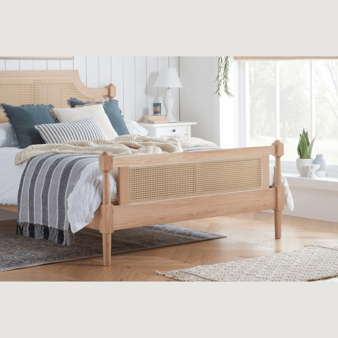 Marotta Rattan Solid Oak Oak Bed Frame - Furniturezone