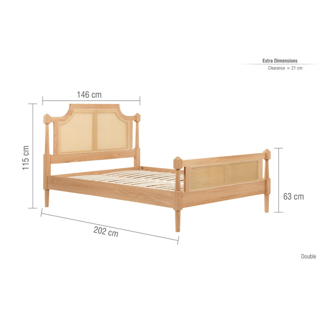Marotta Rattan Solid Oak Oak Bed Frame - Furniturezone