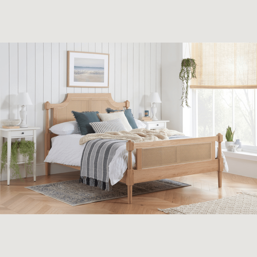Marotta Rattan Solid Oak Oak Bed Frame - Furniturezone