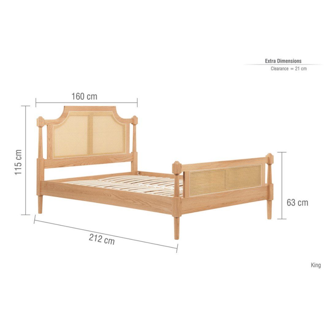 Marotta Rattan Solid Oak Oak Bed Frame - Furniturezone