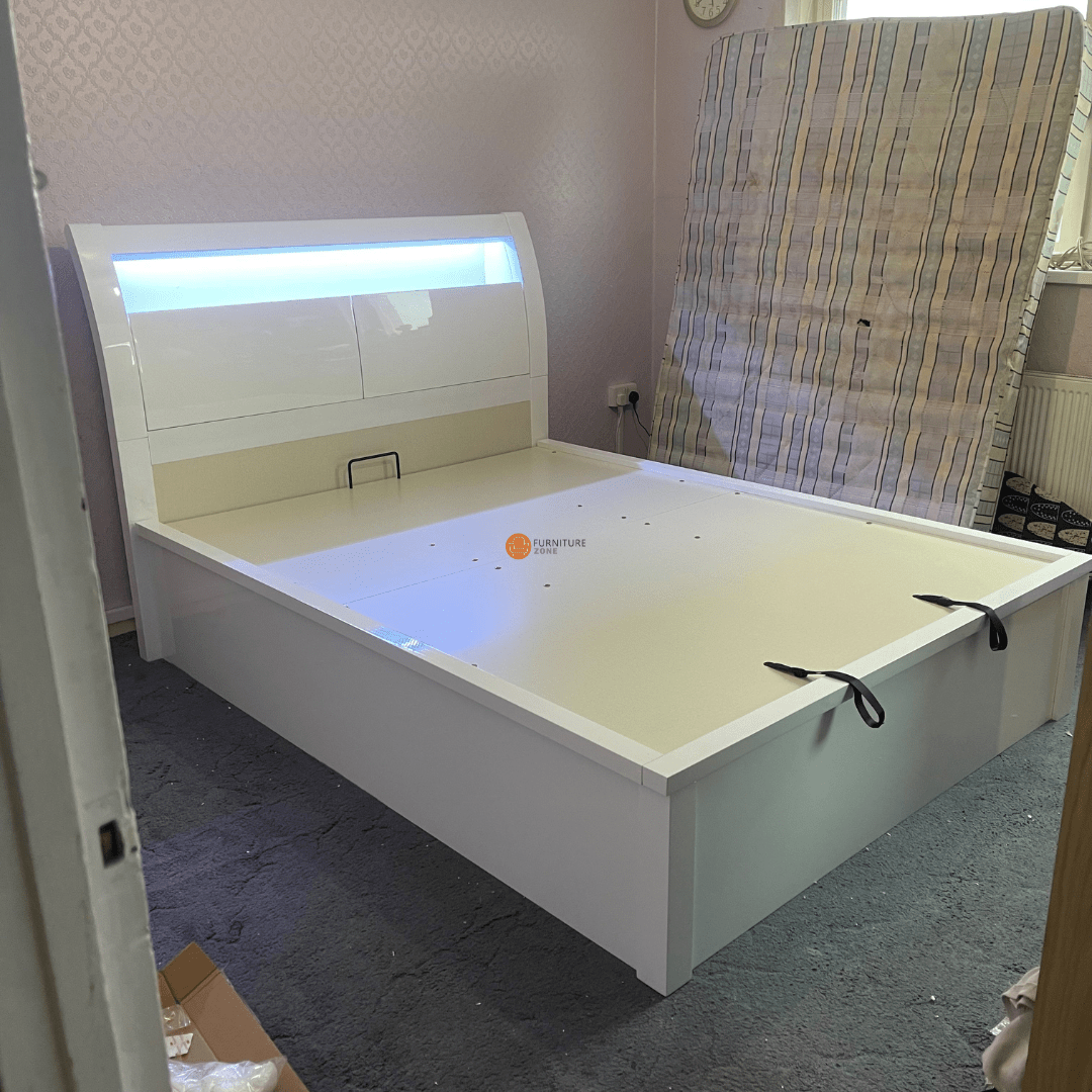 Myra High Gloss LED Ottoman Storage Bed Frame - Furniturezone