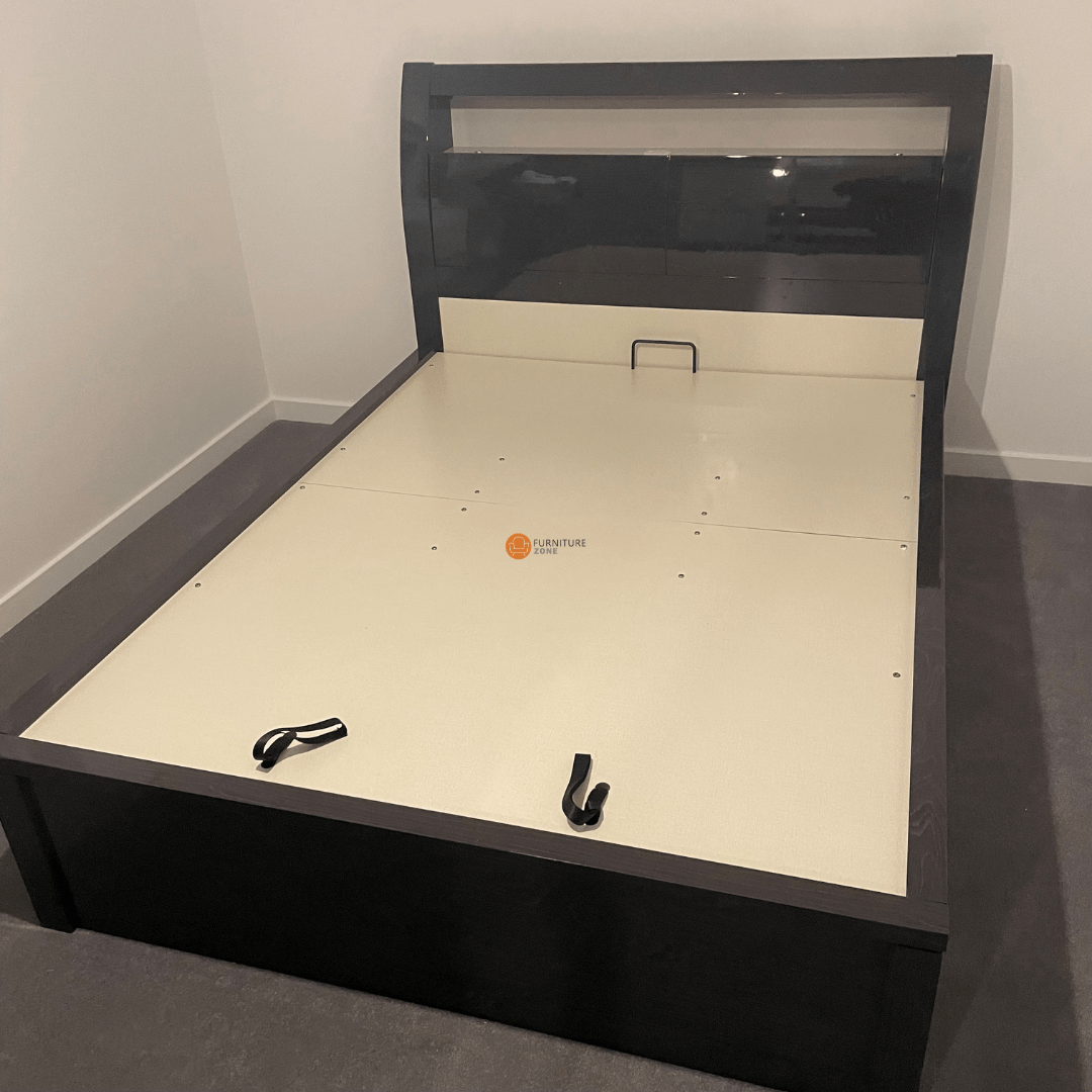 Myra High Gloss LED Ottoman Storage Bed Frame - Furniturezone