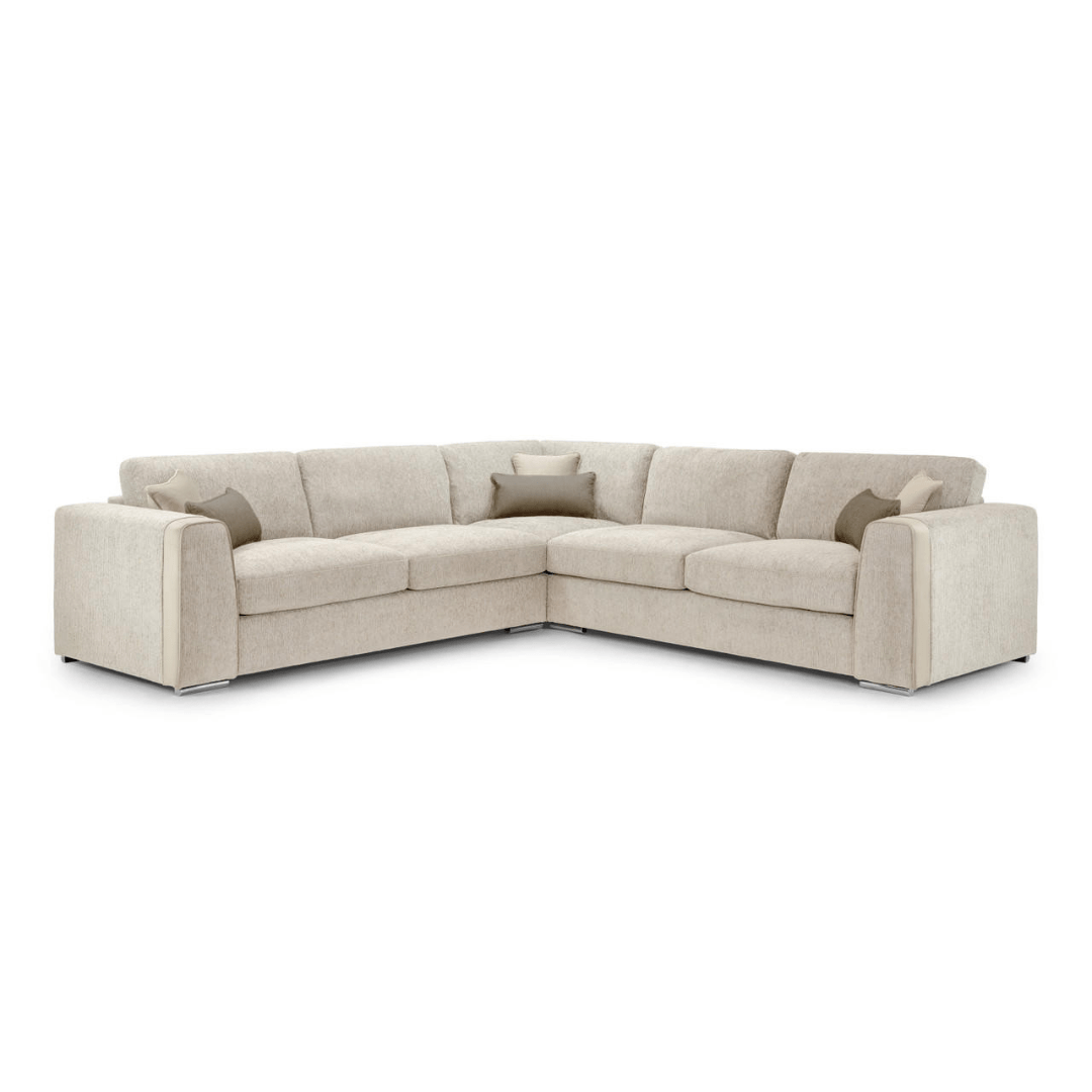 Naples Large Beige Fabric Corner Sofa - Furniturezone