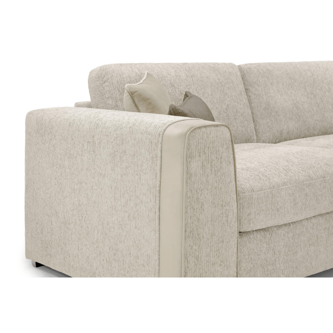 Naples Large Beige Fabric Corner Sofa - Furniturezone