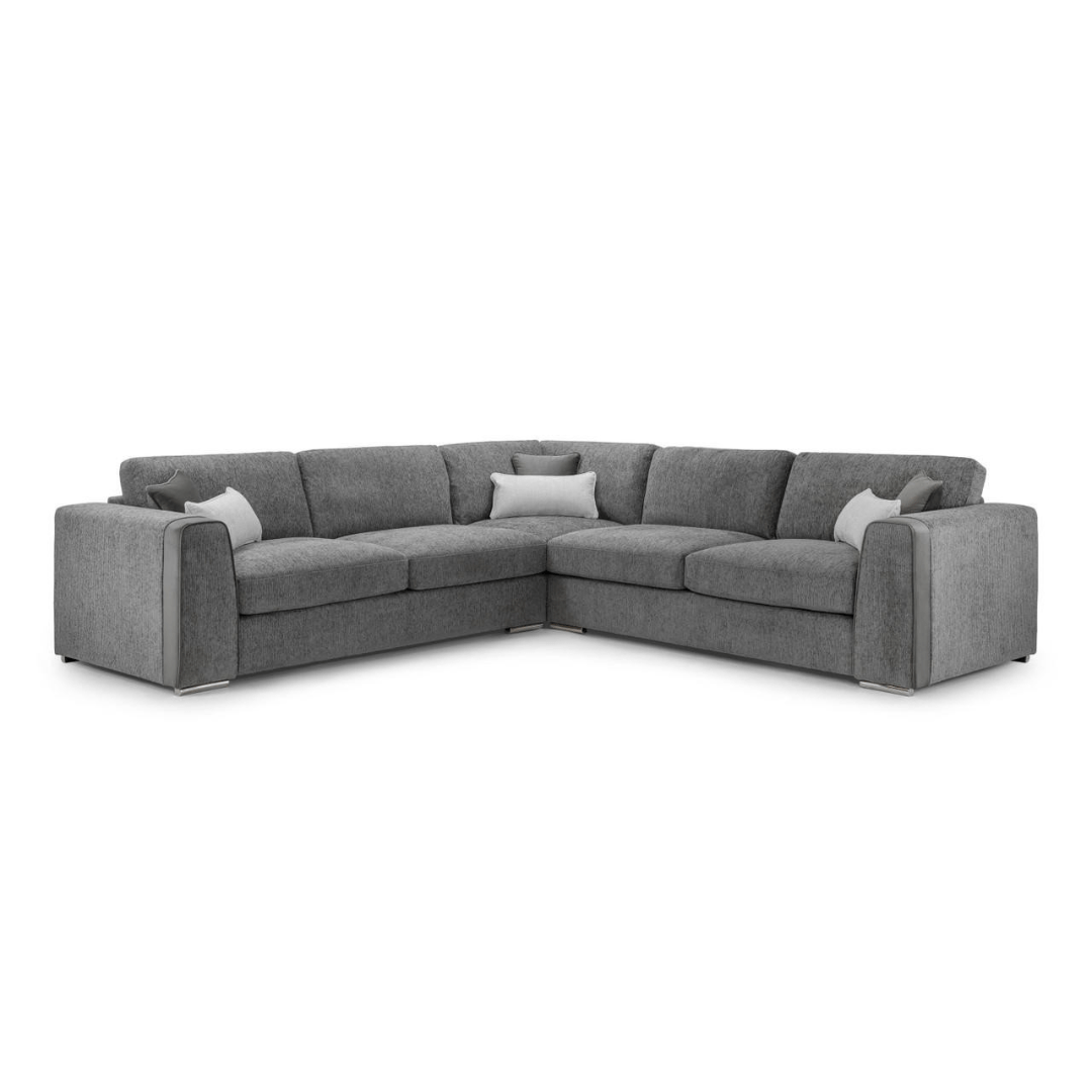 Naples Large Grey Fabric Corner Sofa - Furniturezone