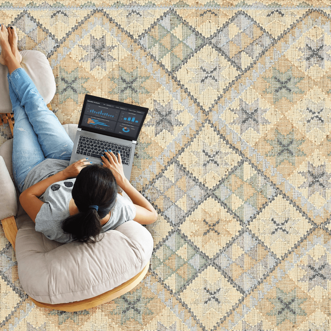 Ocean Handwoven Jute Kilim - Furniturezone
