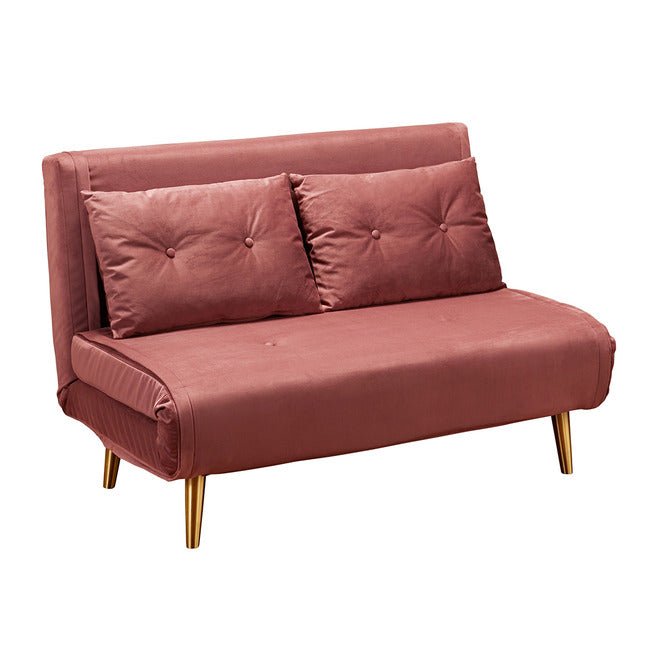 Pace Twin Click Clack Velvet Sofa Bed - Pink - Furniturezone