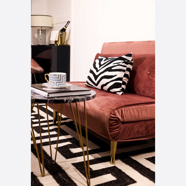 Pace Twin Click Clack Velvet Sofa Bed - Pink - Furniturezone