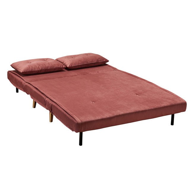 Pace Twin Click Clack Velvet Sofa Bed - Pink - Furniturezone
