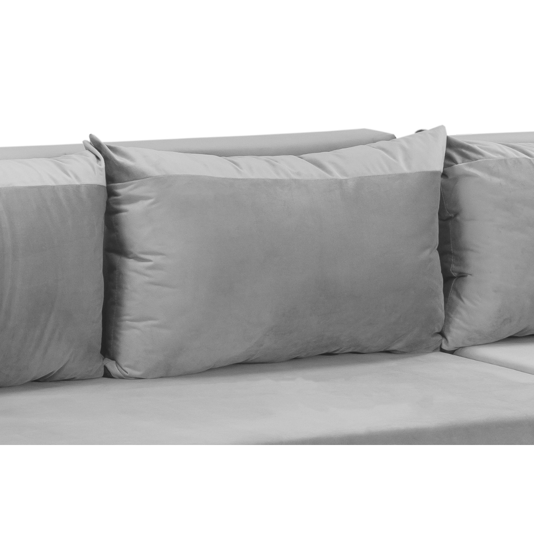 Pirlo Plush Velvet Grey Universal Corner Sofa Bed - Furniturezone
