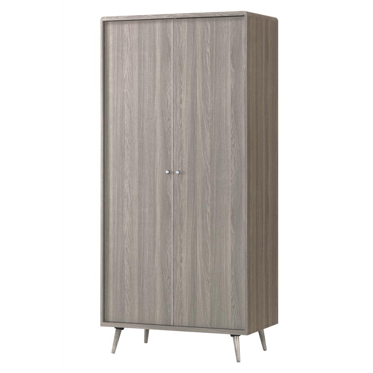 Ruffa 2 Door Grey Oak Wardrobe - Furniturezone