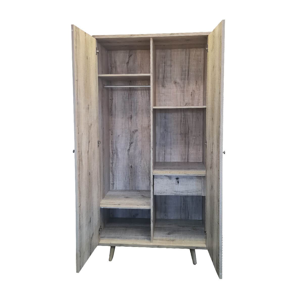 Ruffa 2 Door Grey Oak Wardrobe - Furniturezone