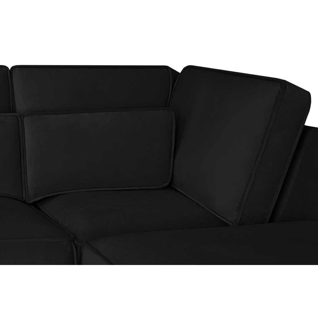 Sloane Large U Shape Black Fabric Sofa - Furniturezone