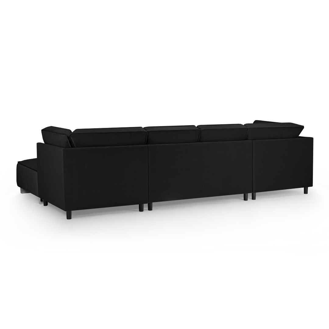 Sloane Large U Shape Black Fabric Sofa - Furniturezone