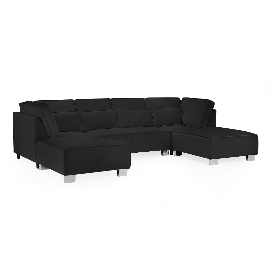 Sloane Large U Shape Black Fabric Sofa - Furniturezone