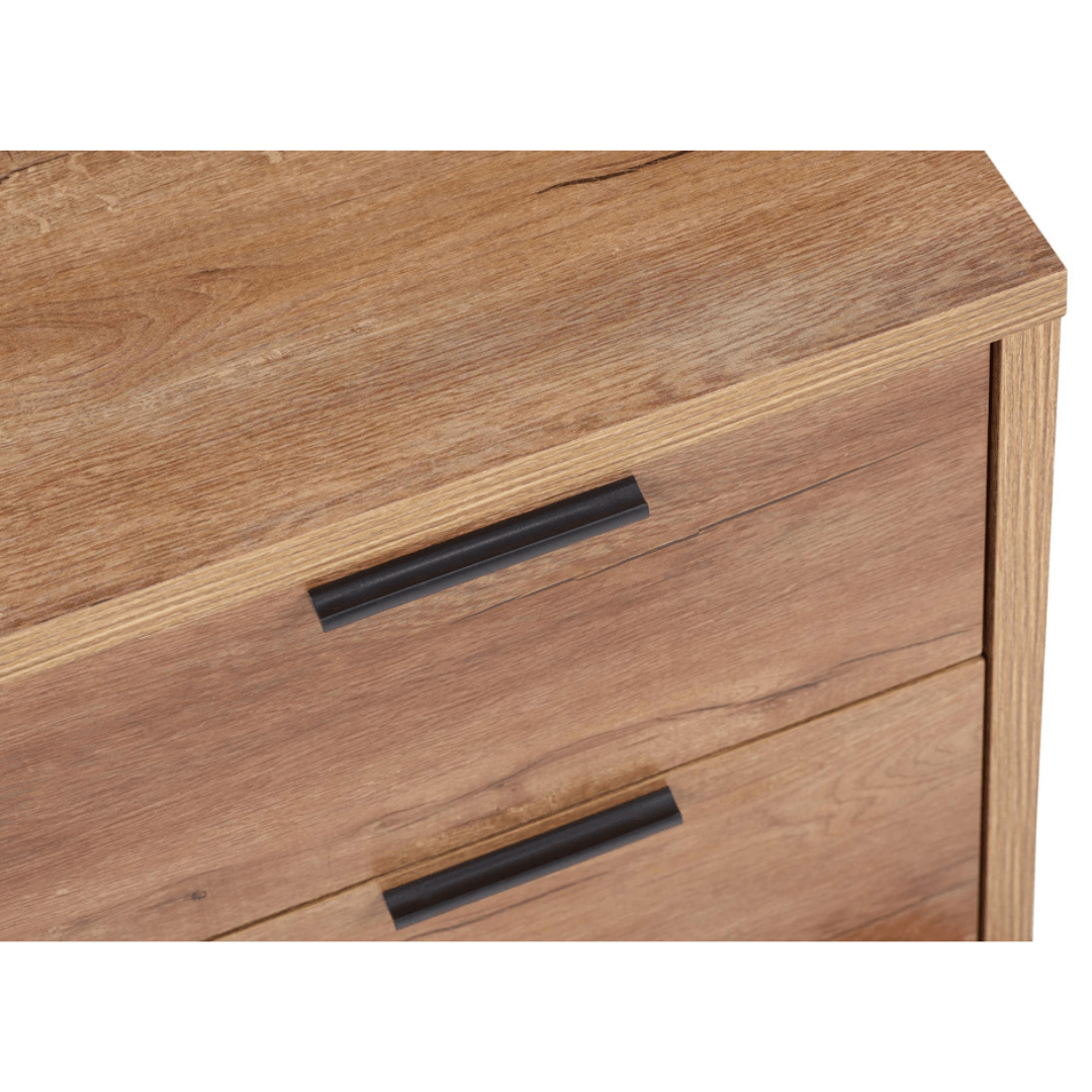 Stockwell 2 Door 1 Drawer Wardrobe - Rustic Oak Effect - Furniturezone