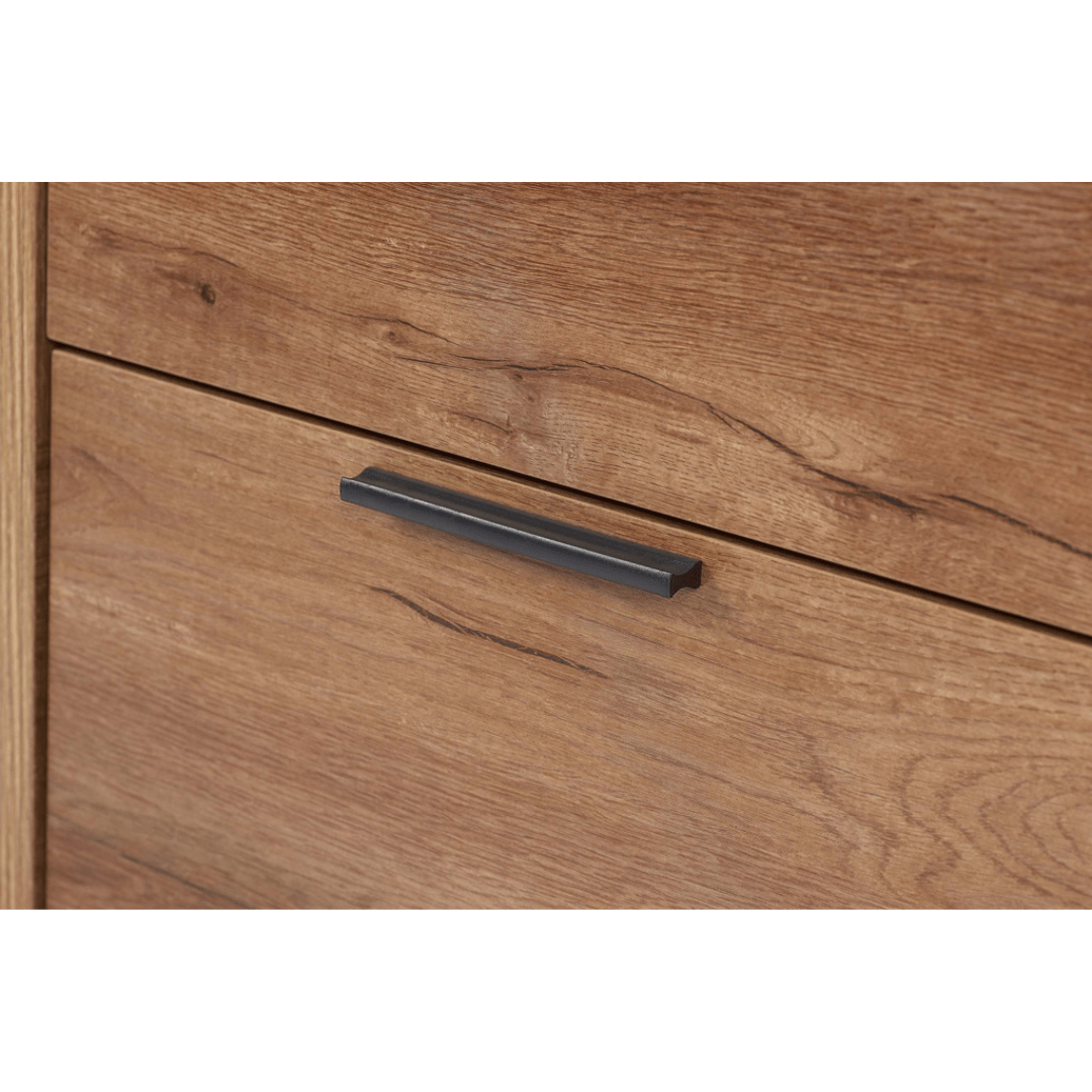 Stockwell 3 Door 2 Drawer Wardrobe - Rustic Oak Effect - Furniturezone