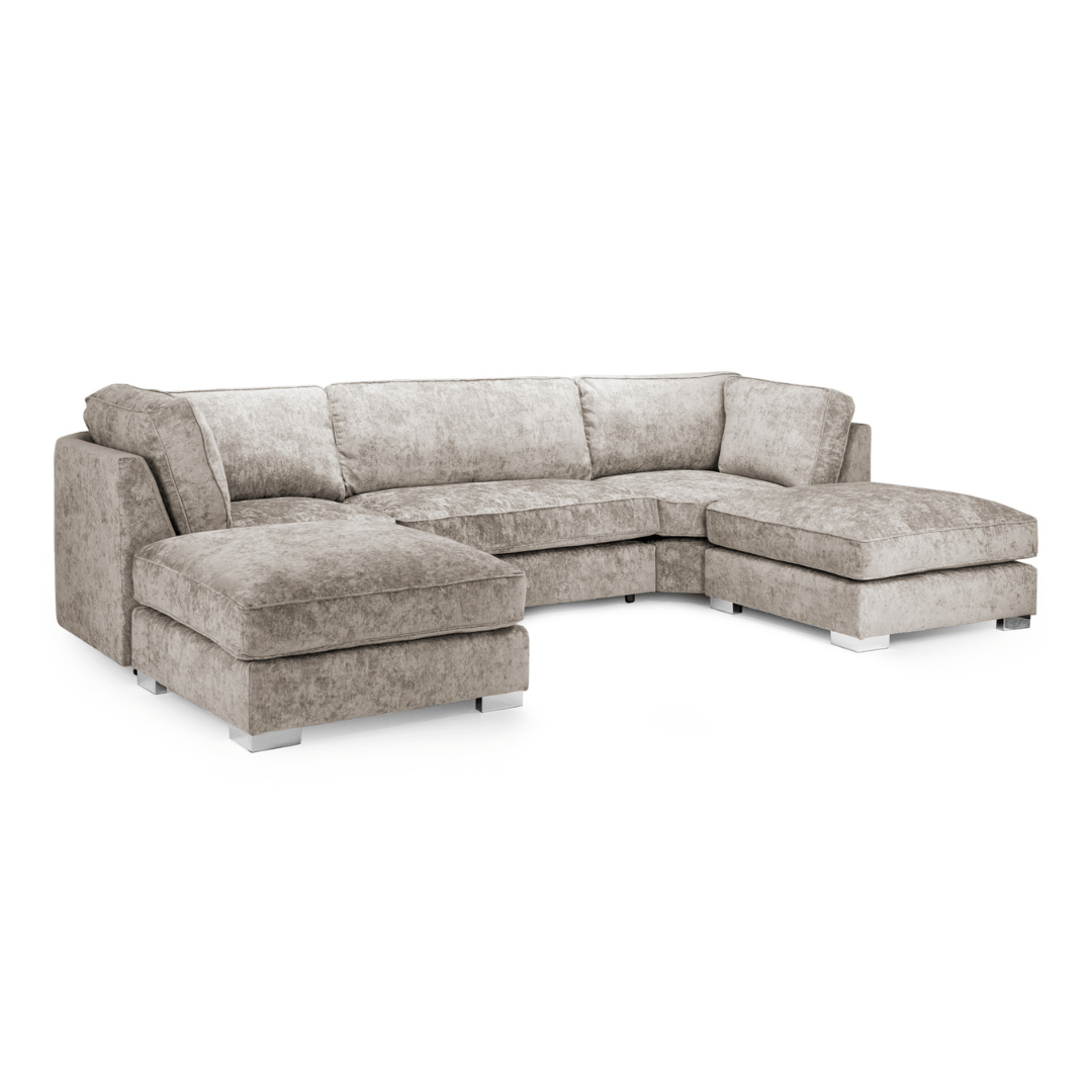 Tapia Chenille Fabric Full - Back U Shape Sofa - Furniturezone