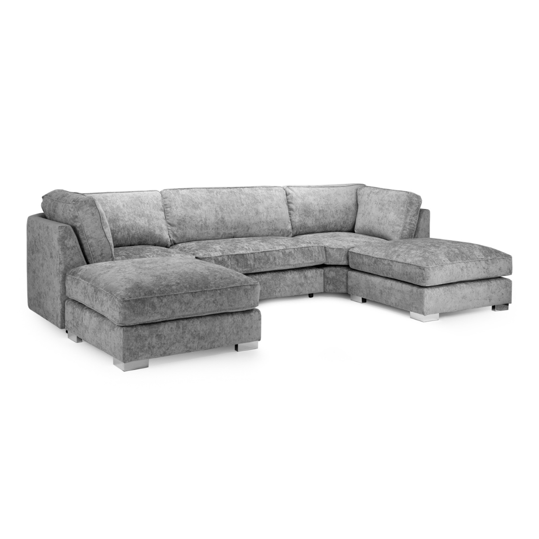 Tapia Chenille Fabric Full - Back U Shape Sofa - Furniturezone