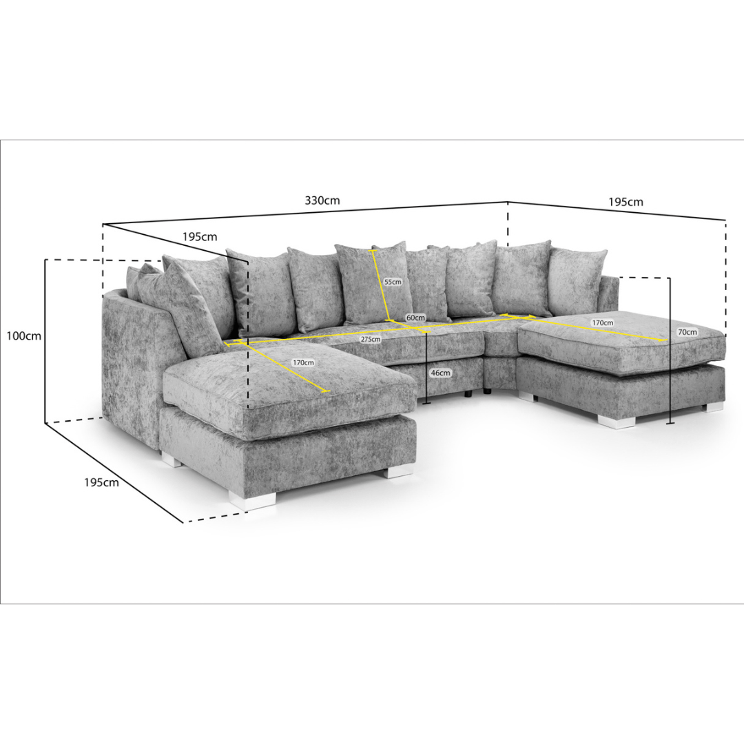Tapia Chennile Fabric Scatter - back U Shape Sofa - Furniturezone