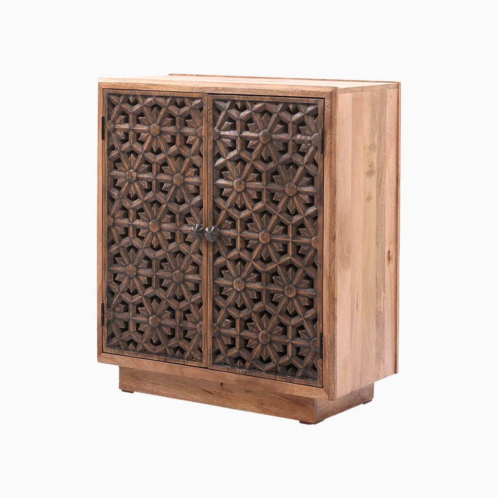 Thiri Two Door Solid Wood Cabinet - Furniturezone