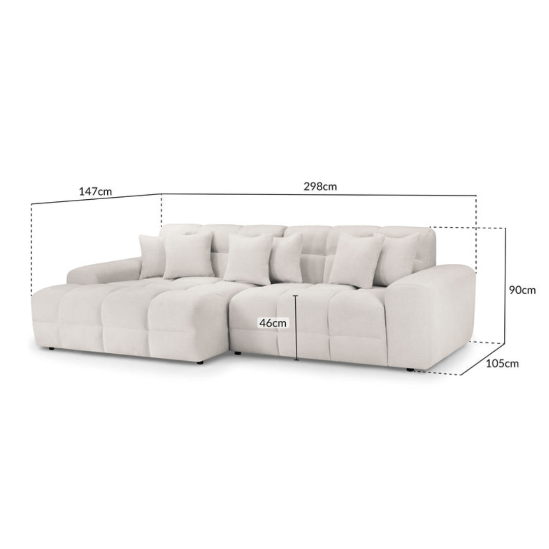 Valencia Corner Sofa Beige - Left Hand Facing - Furniturezone