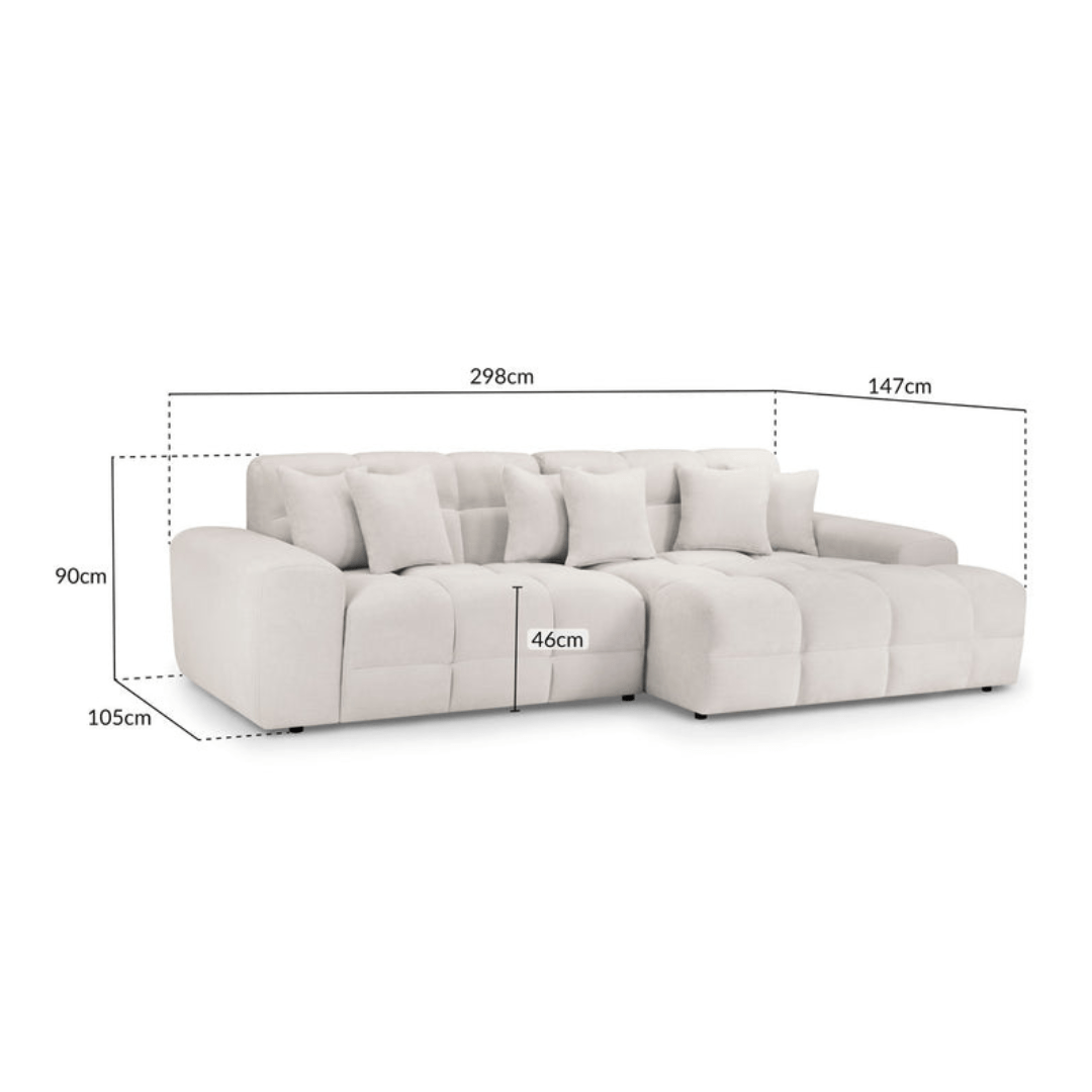 Valencia Corner Sofa Beige - Right Hand Facing - Furniturezone
