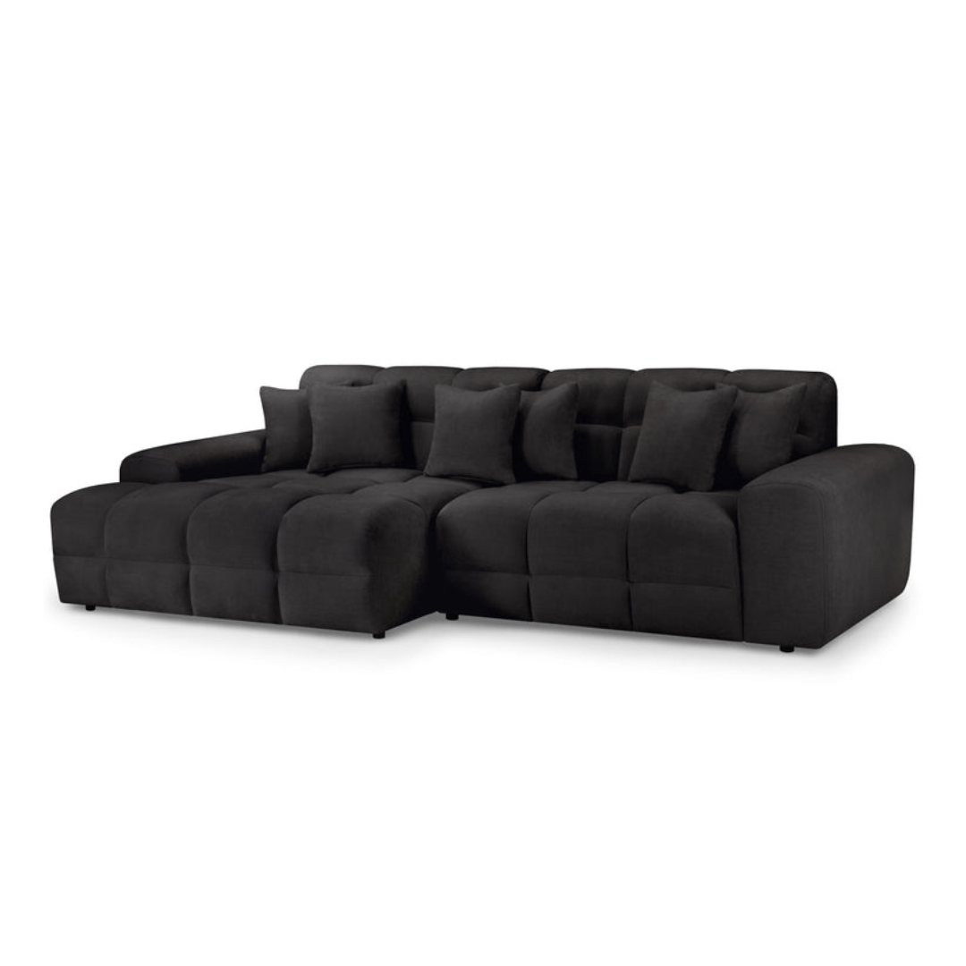 Valencia Corner Sofa Black - Left Hand Facing - Furniturezone