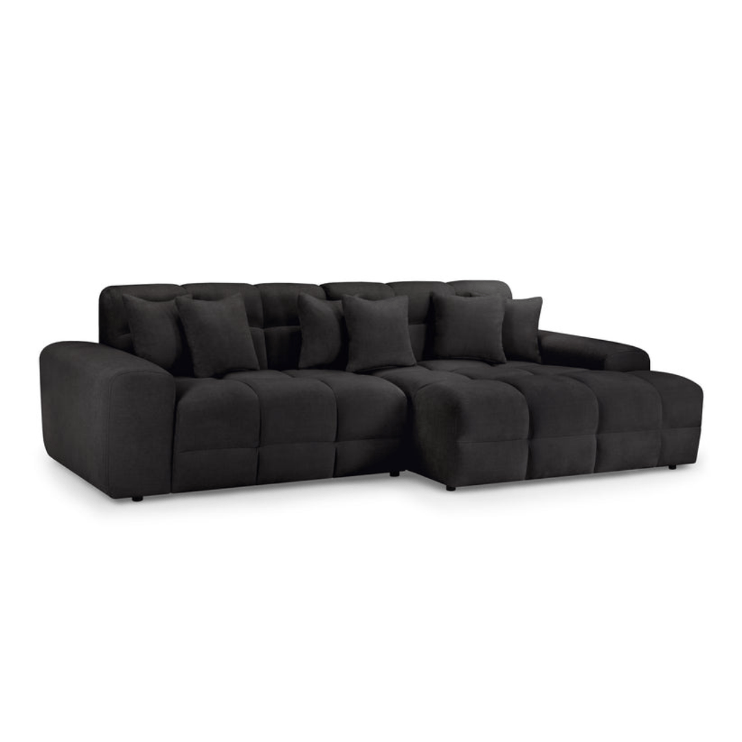 Valencia Corner Sofa Black - Right Hand Facing - Furniturezone