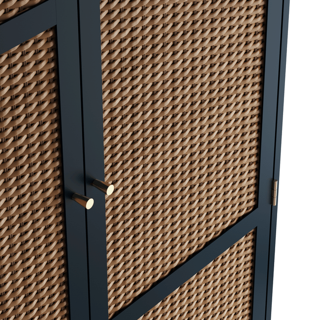 Valentina Blue 2 Door Rattan Wardrobe - Furniturezone
