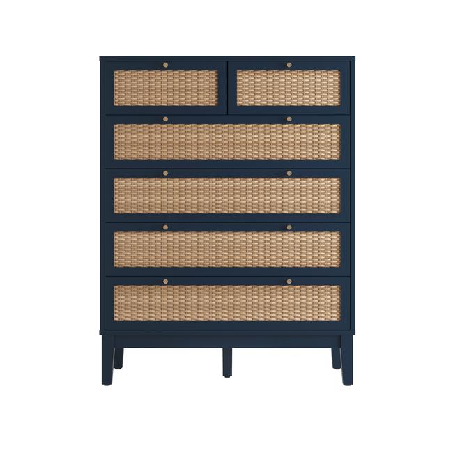 Valentina Blue 6 Drawer Chest - Furniturezone