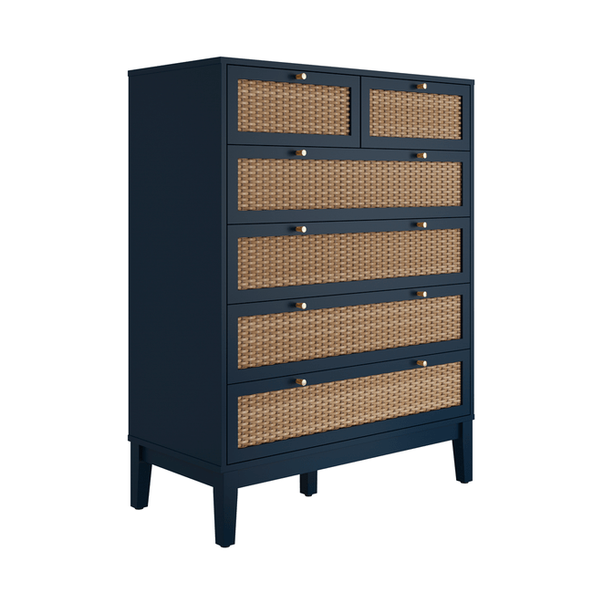 Valentina Blue 6 Drawer Chest - Furniturezone