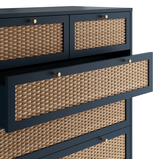 Valentina Blue 6 Drawer Chest - Furniturezone