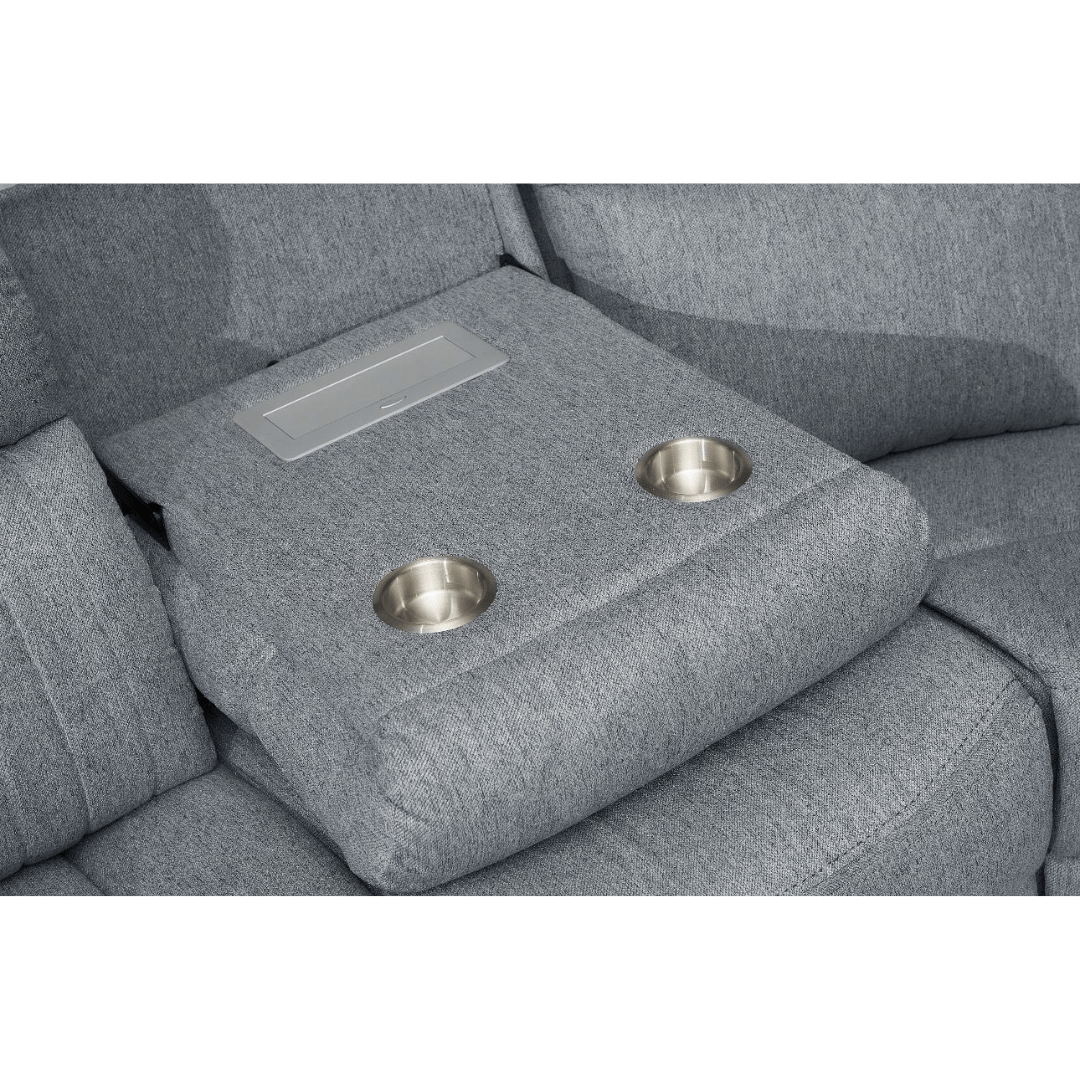Venturi Electric Recliner Grey Three Seater Sofa - Furniturezone