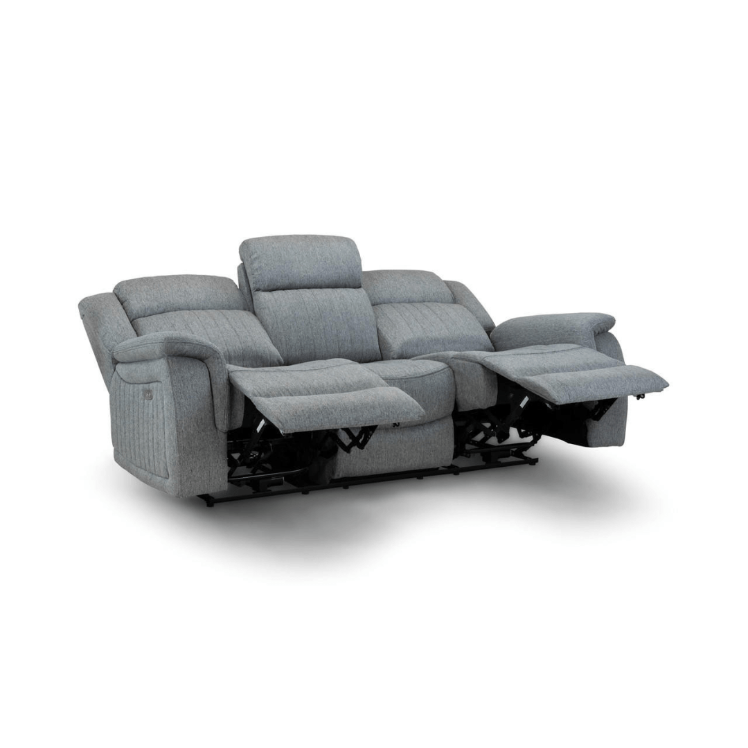 Venturi Electric Recliner Grey Three Seater Sofa - Furniturezone