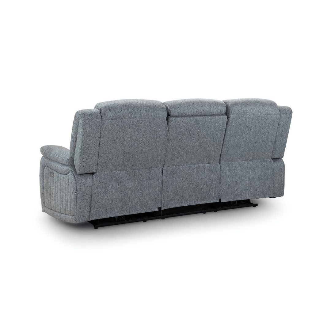 Venturi Electric Recliner Grey Three Seater Sofa - Furniturezone