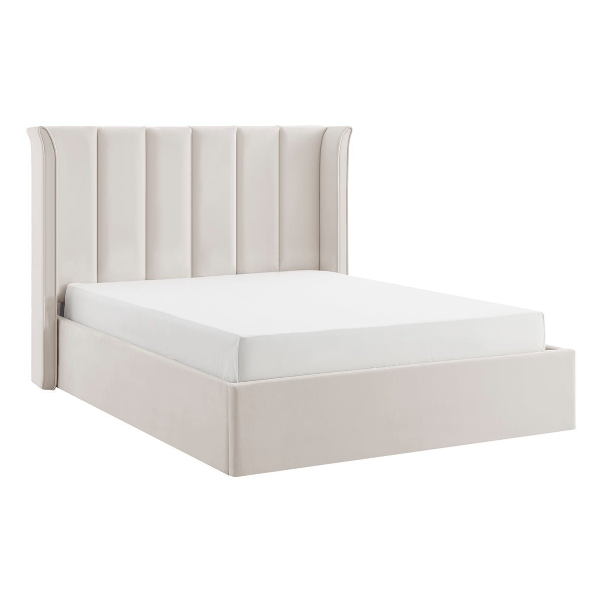 Vera Natural Beige Ottoman Storage Bed Frame - Furniturezone