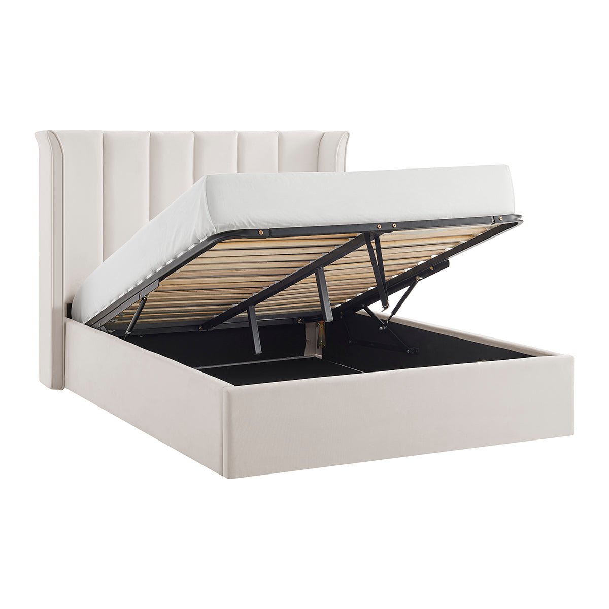 Vera Natural Beige Ottoman Storage Bed Frame - Furniturezone