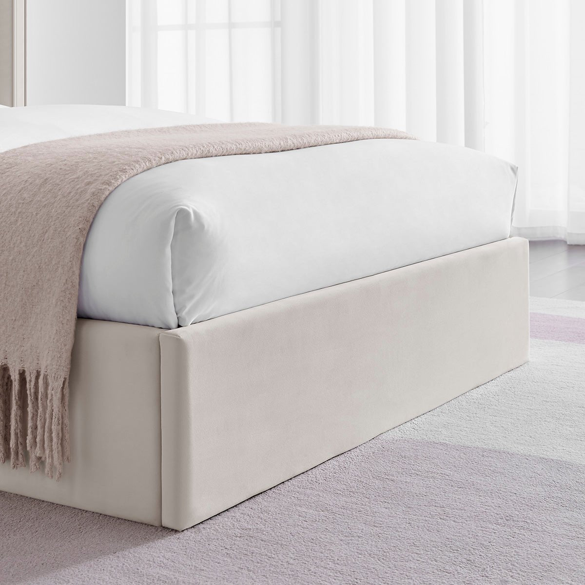 Vera Natural Beige Ottoman Storage Bed Frame - Furniturezone