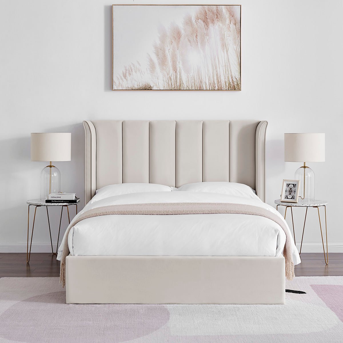 Vera Natural Beige Ottoman Storage Bed Frame - Furniturezone