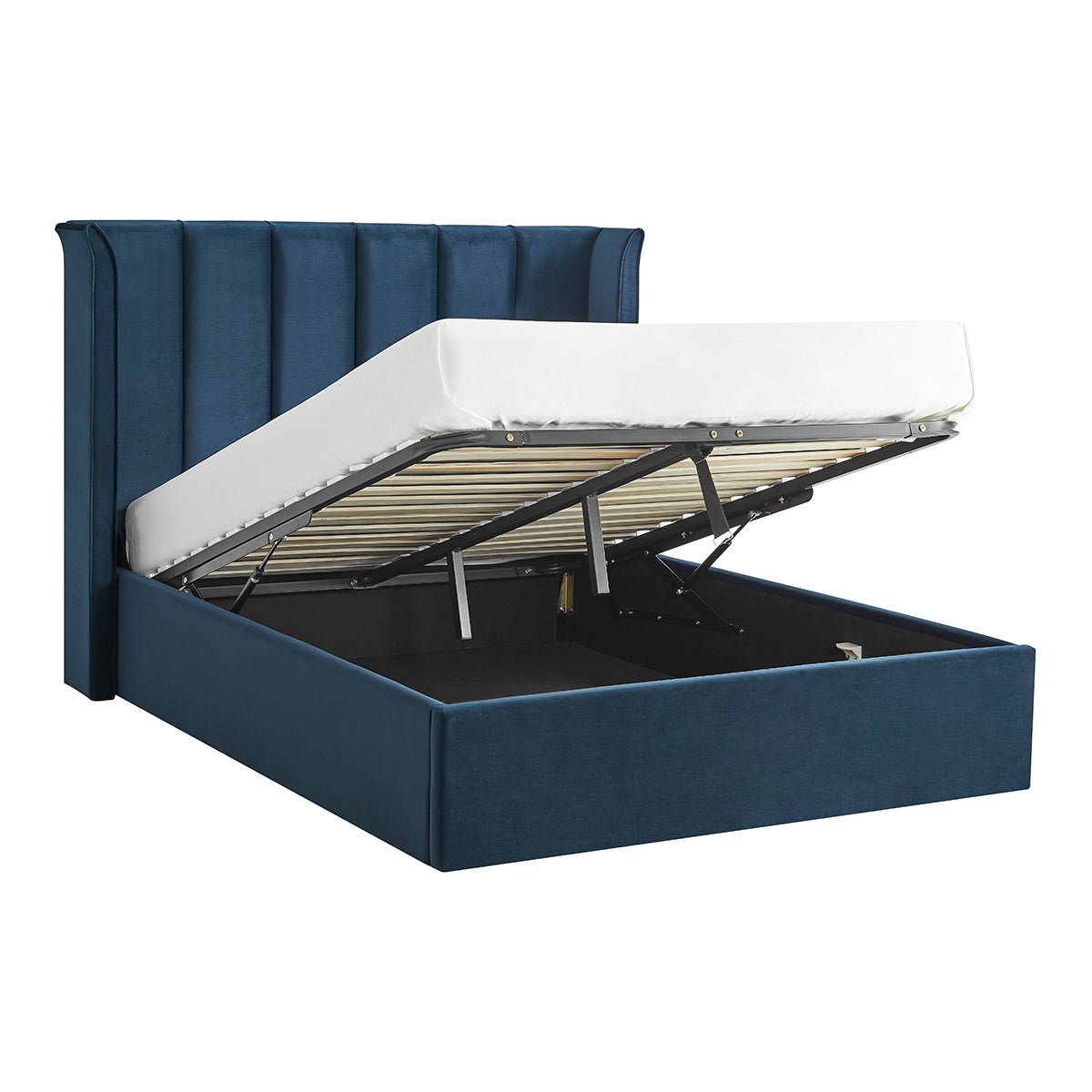 Vera Navy Blue Ottoman Storage Bed Frame - Furniturezone