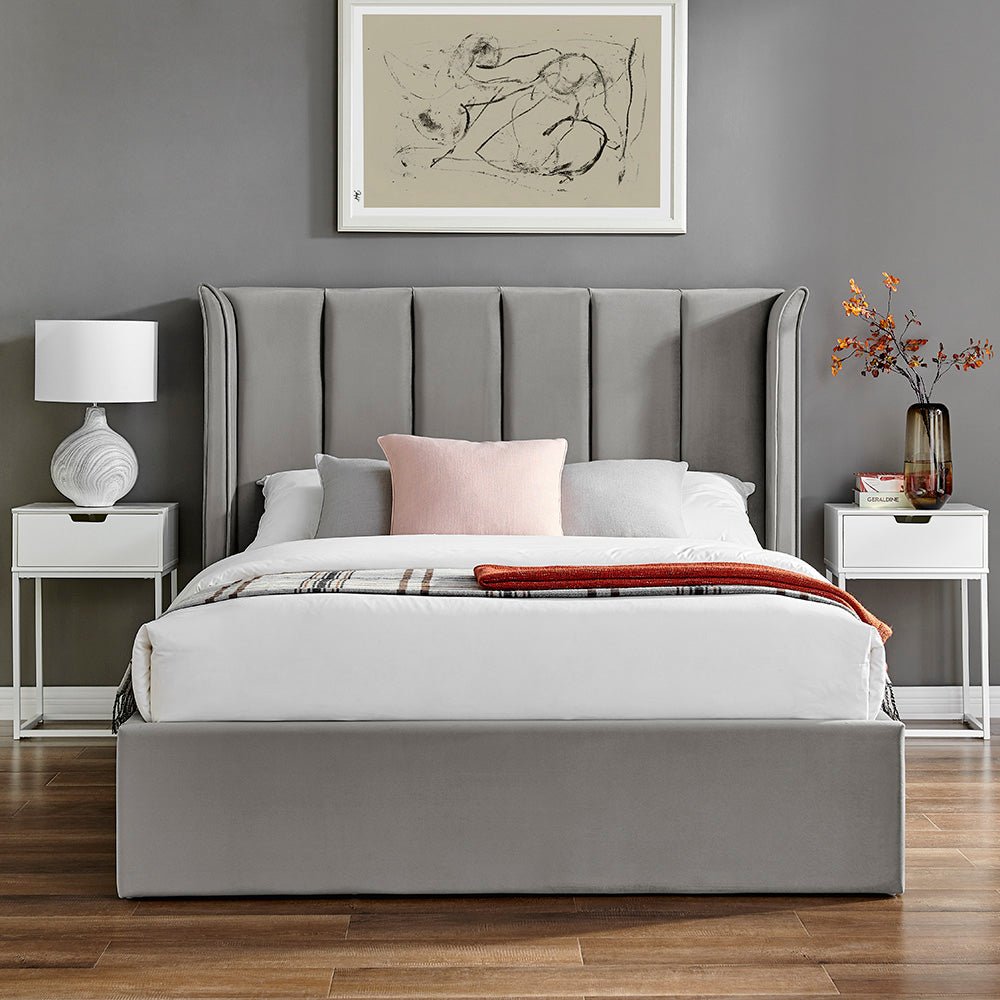 Vera Silver Ottoman Storage Bed Frame - Furniturezone