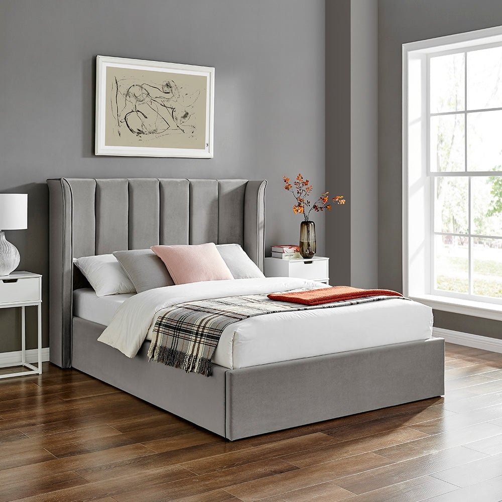 Vera Silver Ottoman Storage Bed Frame - Furniturezone