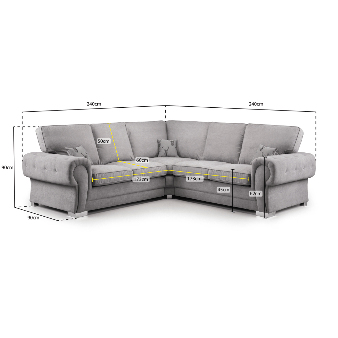 Verona Large Fullback Grey Corner Sofa - Furniturezone