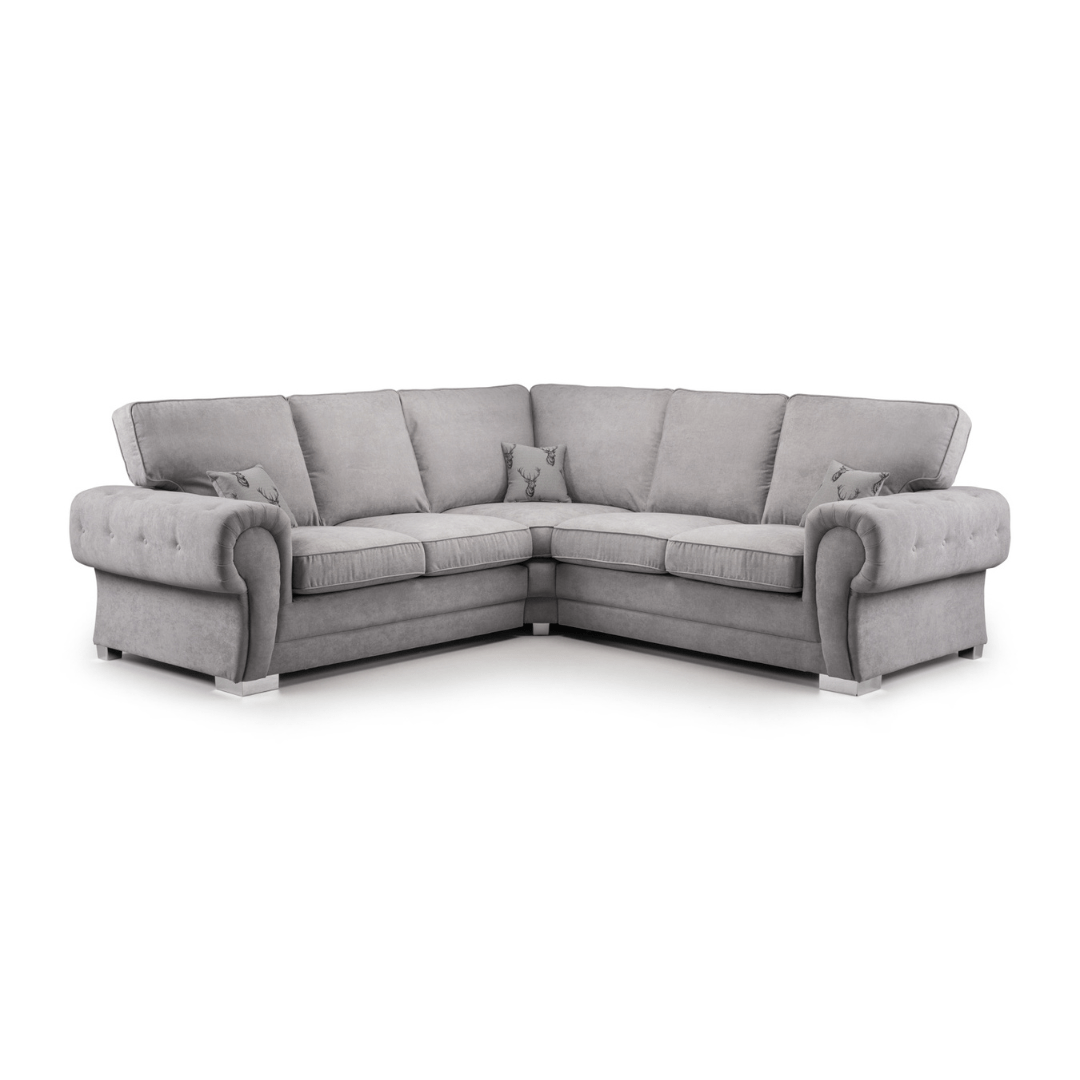 Verona Large Fullback Grey Corner Sofa - Furniturezone
