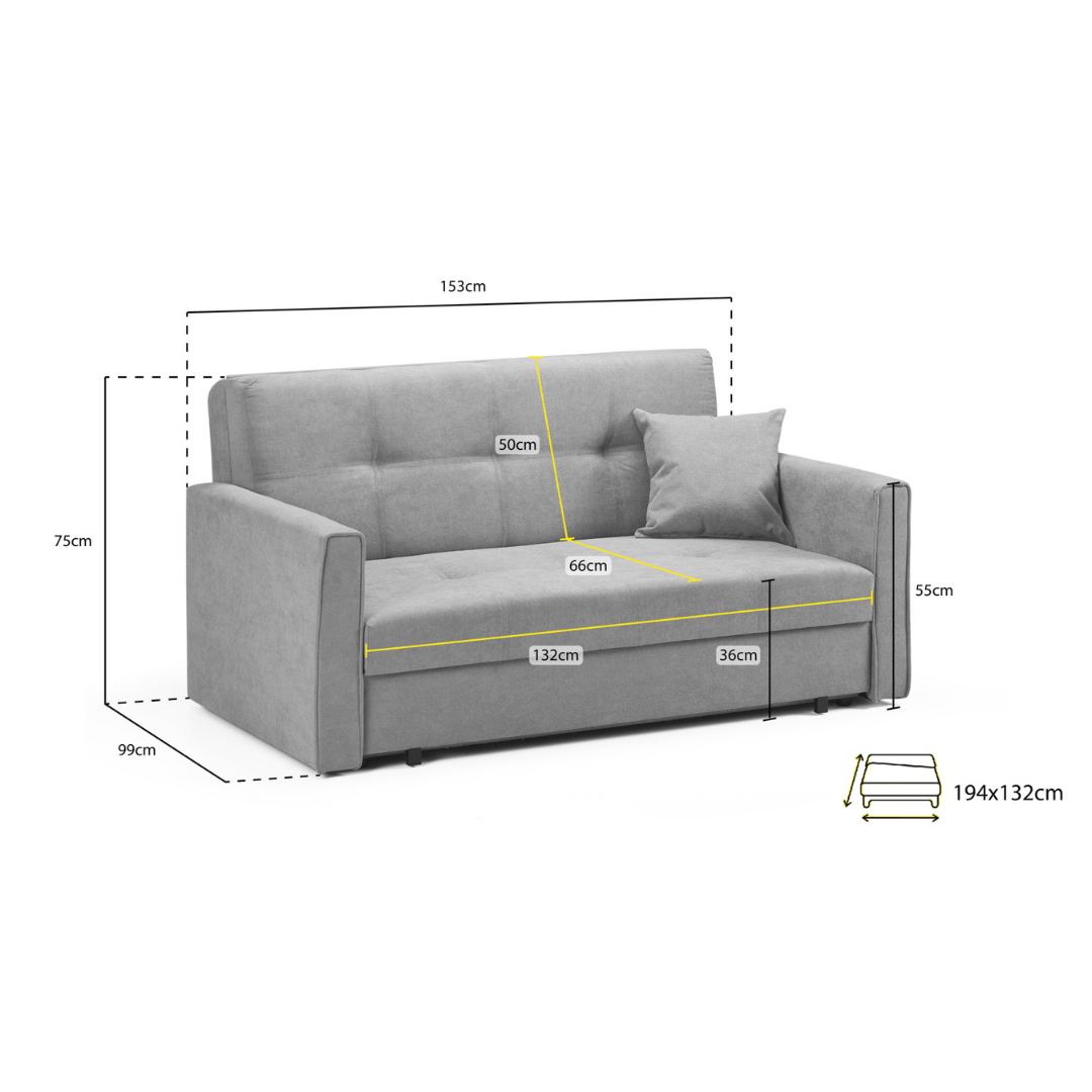 Viva Sofabed Plush Blue 2 Seater - Furniturezone